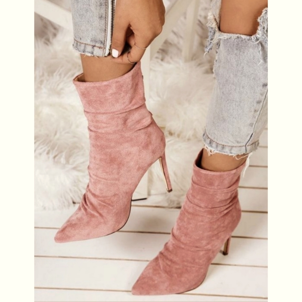 Blush pink boots